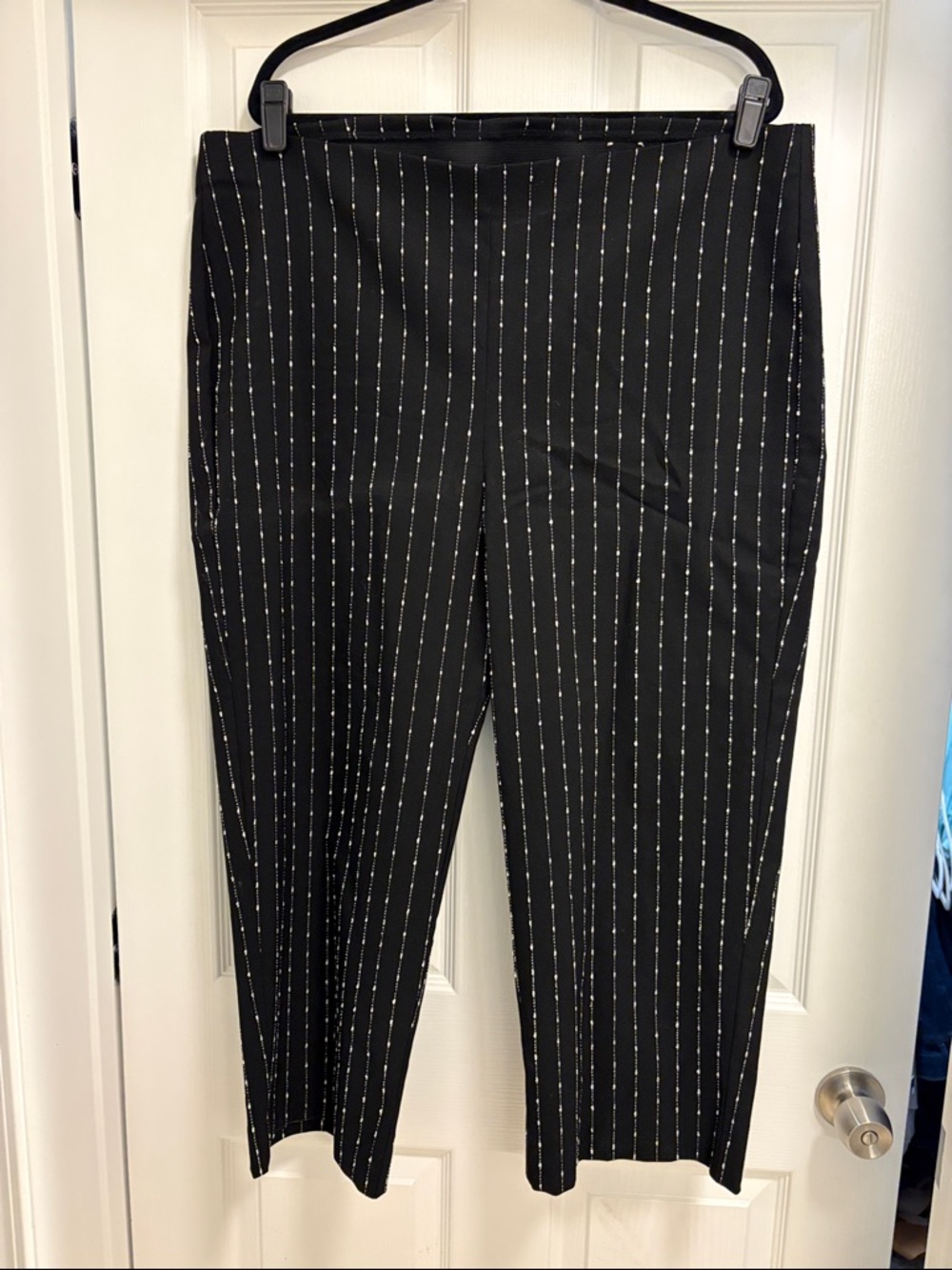 Chico's Black Pinstripe Straight-Leg Dress Pants